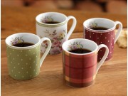 Katie Alice Super White Porcelain Espresso Cups - Highland Fling Collection (set of 4)